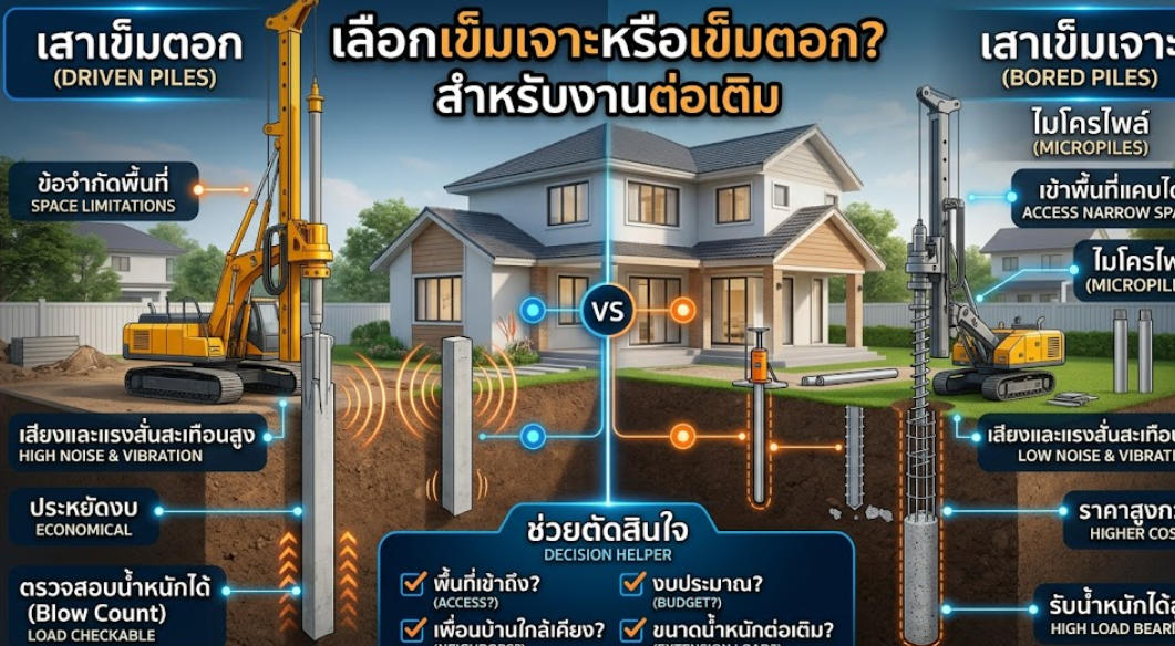 เลือกเข็มเจาะหรือเข็มตอก? สำหรับงานต่อเติม